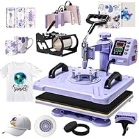 Transferpresse 38x30cm, 5-in-1- Professionelle Multifunktionale Heißpresse it Aufsatz für Becher, 360° schwenkbare, Sublimationsmaschine DIY für T-Shirts, Mützen, Becher, Tassen und Teller