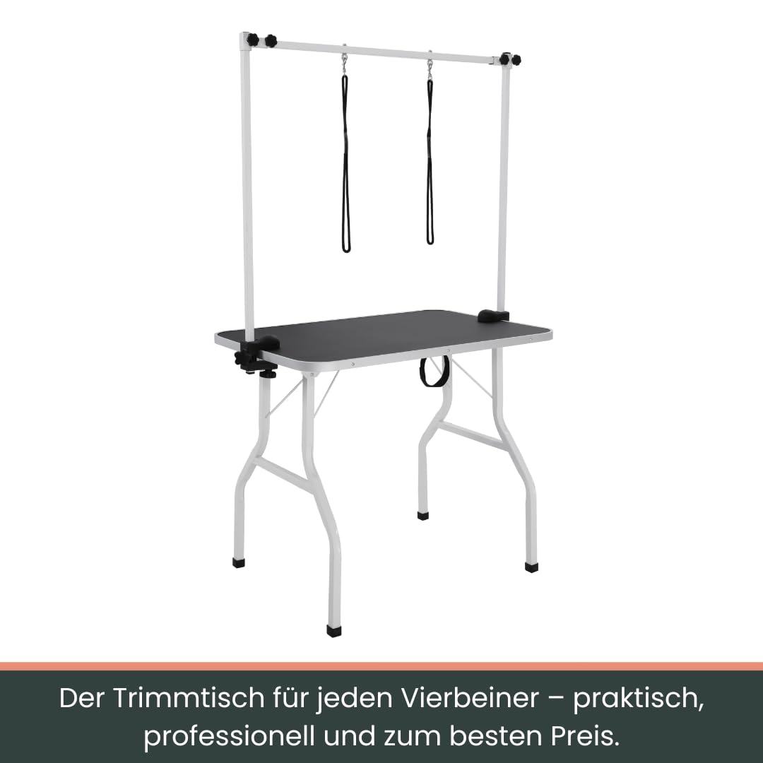 AVOID Hundetrimmtisch Edelstahl 90x61cm Höhe 76cm – Trimmtisch für Hunde rutschfest – Hundefriseur Tisch/Hundetisch Trimmtisch – für Trimmer, Hundezubehör & Fellpflege Hund Zuhause, Salon, mobil