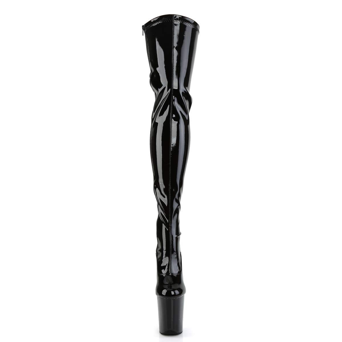 Pleaser FLAMINGO-3063 Damen Plateau Overknee Stiefel, Lack Schwarz, EU 40 (US 10)