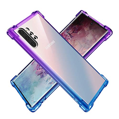 BAISRKE Galaxy Note 10 Plus Case, Shock Absorption Flexible TPU Soft Edge Bumper Anti-Scratch Rigid Slim Protective Cases Hard Plastic Back Cover for Galaxy Note 10+ Plus 5G - Blue Purple Gradient