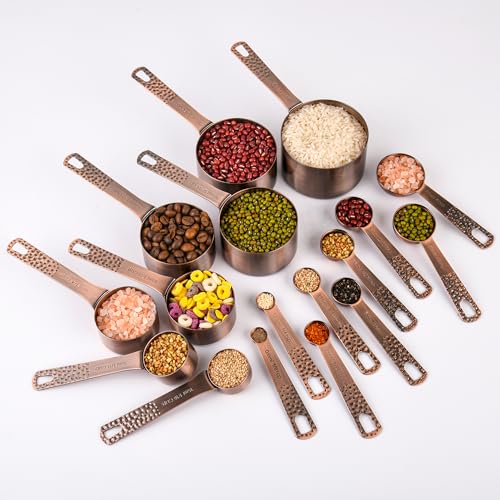 Set de 19 Vasos y Cucharas Medidoras Cobreadas para Cocina miniatura 2