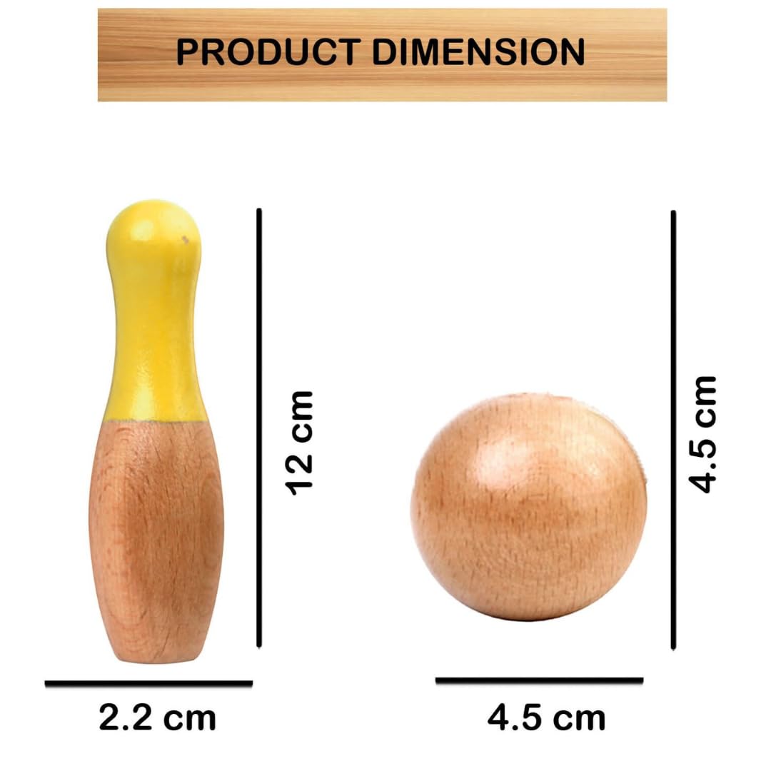 Beebox Wooden Bowling Game Set || 10 Pins & 2 Balls || Fun & Safe Colorful Indoor-Outdoor Game for Kids – 20x12.3x6 cm - Image 3 thumbnail