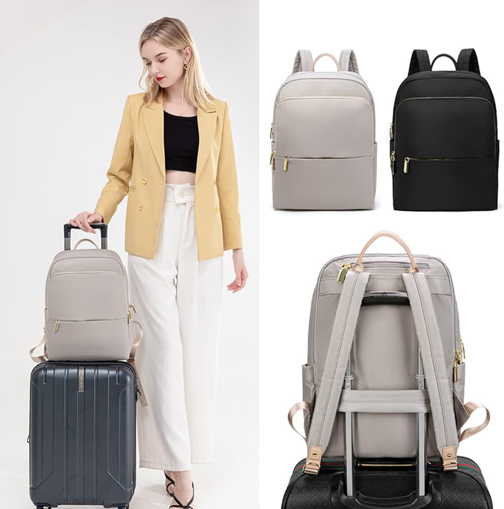 Mochila Feminina de Nylon Impermeável, Compartimento para Notebook de 14 polegadas, Ideal para Comutar, ir à Escola e Uso Casual
