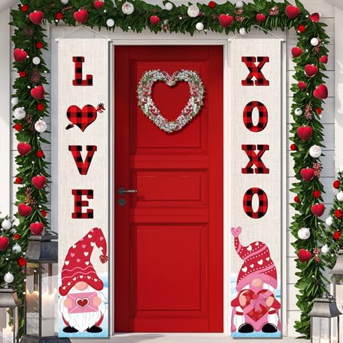 Tatuo 2 Pieces Valentine's Day Decorations Door Banners Valentine...