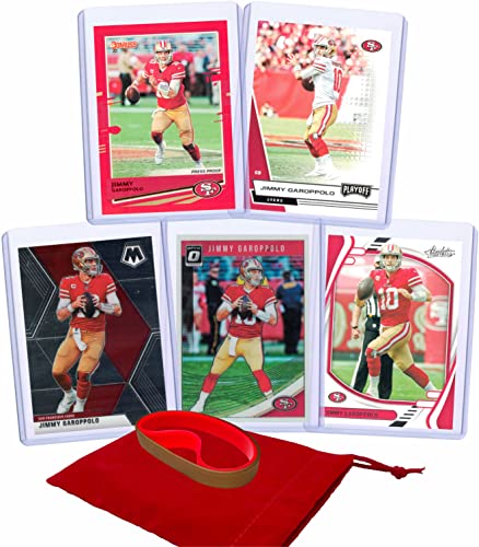 Jimmy Garoppolo Football Cards (5) Assorted Bundle - San Francisco 49ers Trading Card Gift Set