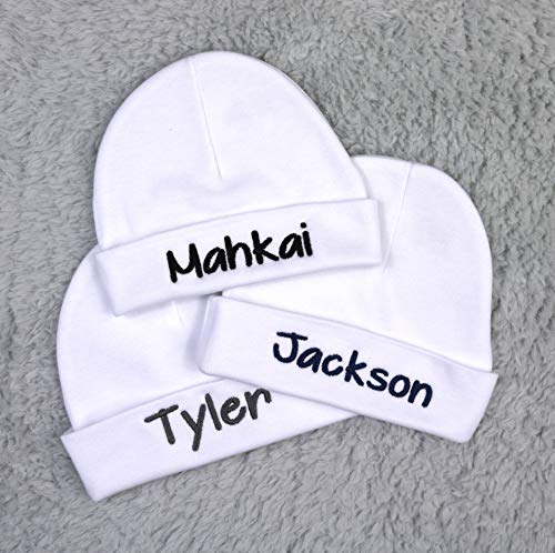 Ava's Miracles Personalized Baby Hat For A Baby Girl Or Baby Boy - Newborn, Preemie, Infant (0-3 Months) White #TOP4
