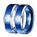Blowin Blue Her King His Queen Crown Rings Couples Stainless Steel Ring, Engagement Wedding Band Anniversary Christmas Valentines Ring
