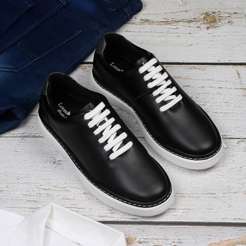 Image of LOUIS STITCH Play Men's Egyptian Black Fashion Sneakers for Men All Day Comfortable Wear (SNK-FSD)