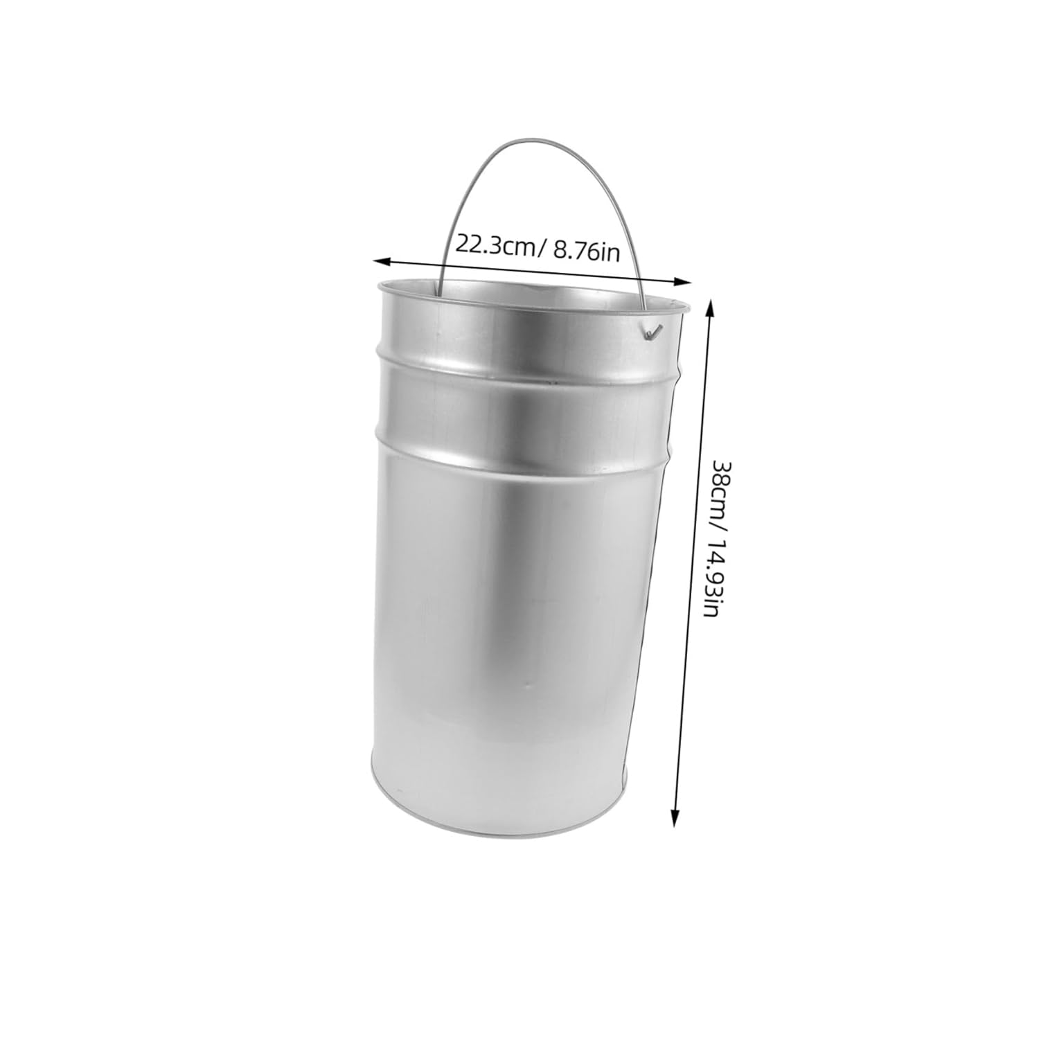 Galvanized Trash Can Bucket Handle for Portable Metal Waste Container for Bathroom Kitchen and Outdoor Use Design