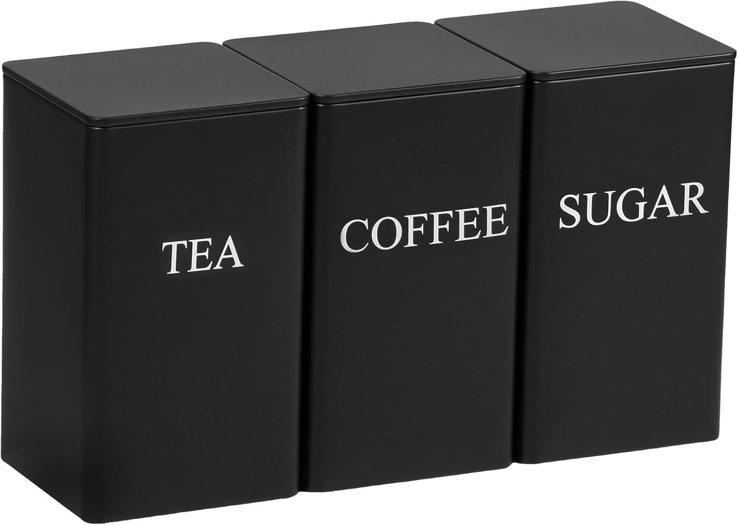 Black Tea Coffee Sugar Canisters - 3 Pack Tea Coffee and Sugar Canisters Set, 1000ML Stainless Steel Canister Storage Jar Container Tins Set Airtight Lid, Multi Storage Jars for Kitchen Accessories