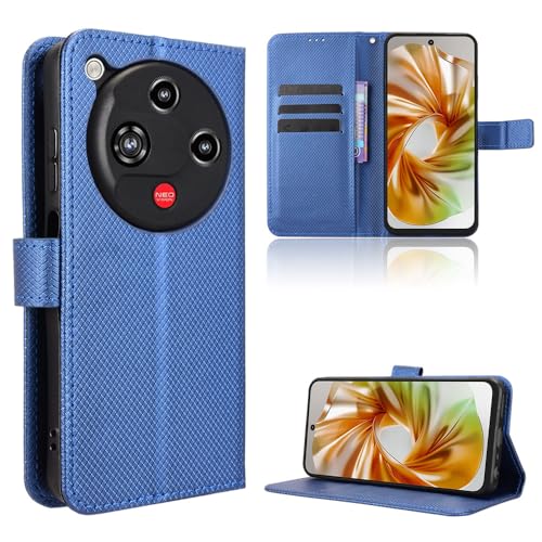 TIANYUE Handyhülle für ZTE Nubia Focus 2 Hülle, Schutzhülle Handy Lederhülle PU Leder Hülle mit [Kartenfach] [Magnetverschluss] Cover Kompatibel für ZTE Nubia Focus 2, Blau
