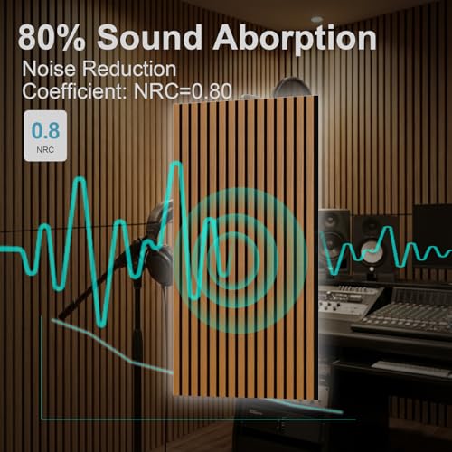 Image of Wood Slat Acoustic Wall Panels, Teak, 2 Pack, 47.2 inch x 23.6 inch