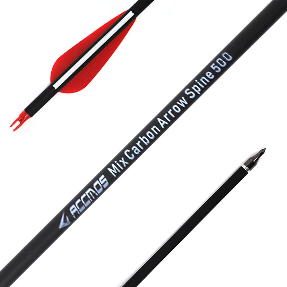 ACCMOS Tiro con L'Arco 30 Pollici Freccia in Carbonio Spine 500 Punta di Freccia Sostituibile, per Arco Ricurvo Arco Composto Arco Lungo Caccia Pratica di Tiro 6/12/24/48 pz (30inch, 24pcs)