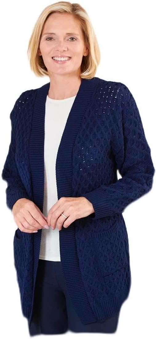 Fashion Friendly Cable Knit Cardigan Navy 2 Extra Large