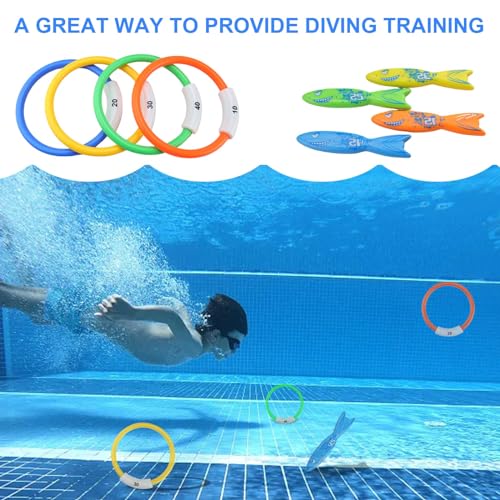 HERKINDNESS 8 Stück Tauchspielzeug, Digitaler Tauchring, Schnell Unter Wasser Sinken Schwimmbad Spielzeug, tauchring Set für Tauchtraining, Poolpartys und Tägliche Unterhaltung Verwendet