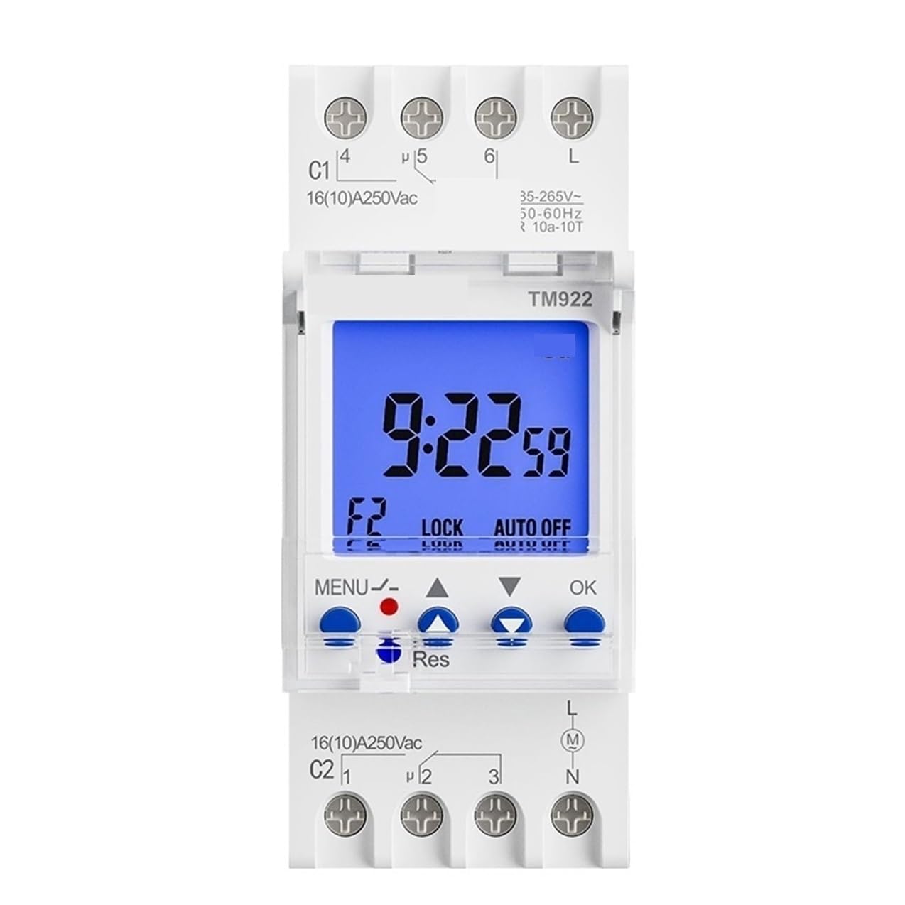 1pcs 2 Channels Time Switch Programmable 24Hours Clock Seconds Interval with Two Relay Independent Outputs Electronic Time Clock(TM922-K 85-265V)