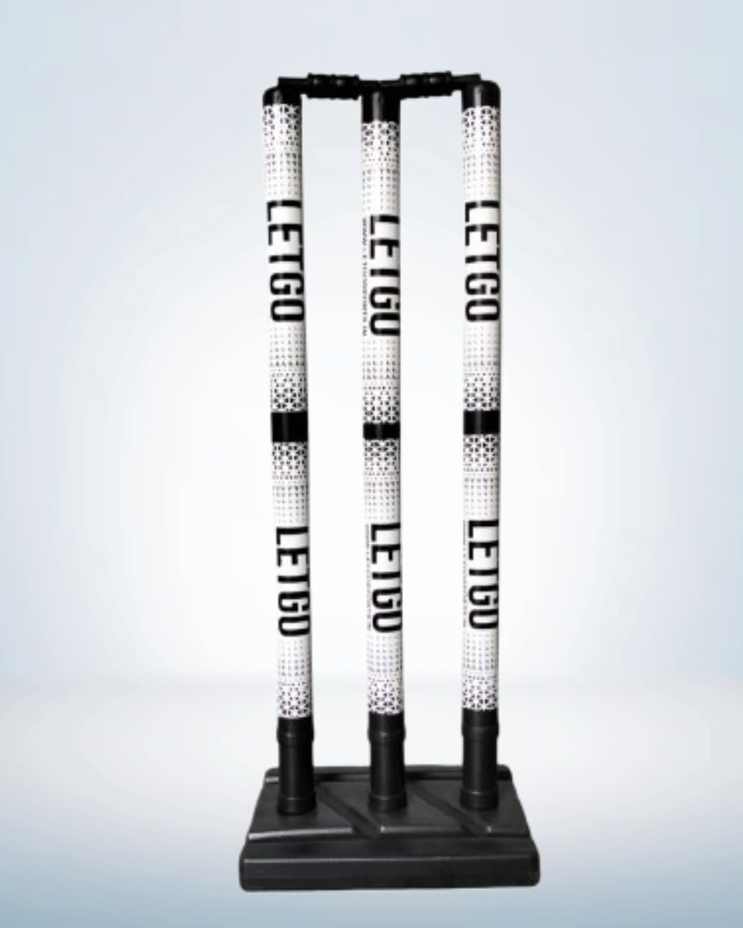 Gully Cricket Hard Plastic Stump Set Perfect for Box, Beach & Gully Cricket, White and Black, with Base, Professional Practice Equipment-image-31