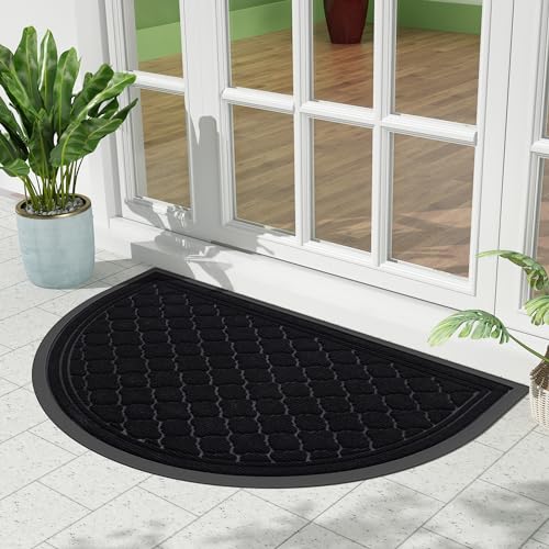 Homaxy Half Moon Door Mats Indoor, Non Slip Rubber Door Matts, Dirt Trapper Absorbent Doormat Outdoor
