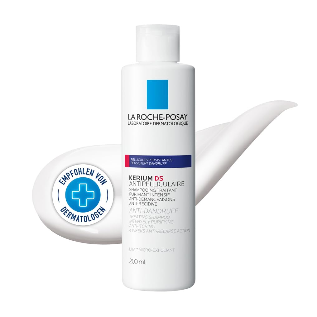La Roche-Posay Kerium DS Anti-Schuppen, Intensiv Shampoo-Kur bei hartnäckigen Schuppen und starkem Juckreiz, Ultrafeine Textur mit Thermalwasser und 4-wöchiger Anti-Rückfall-Wirkung, 200 ml