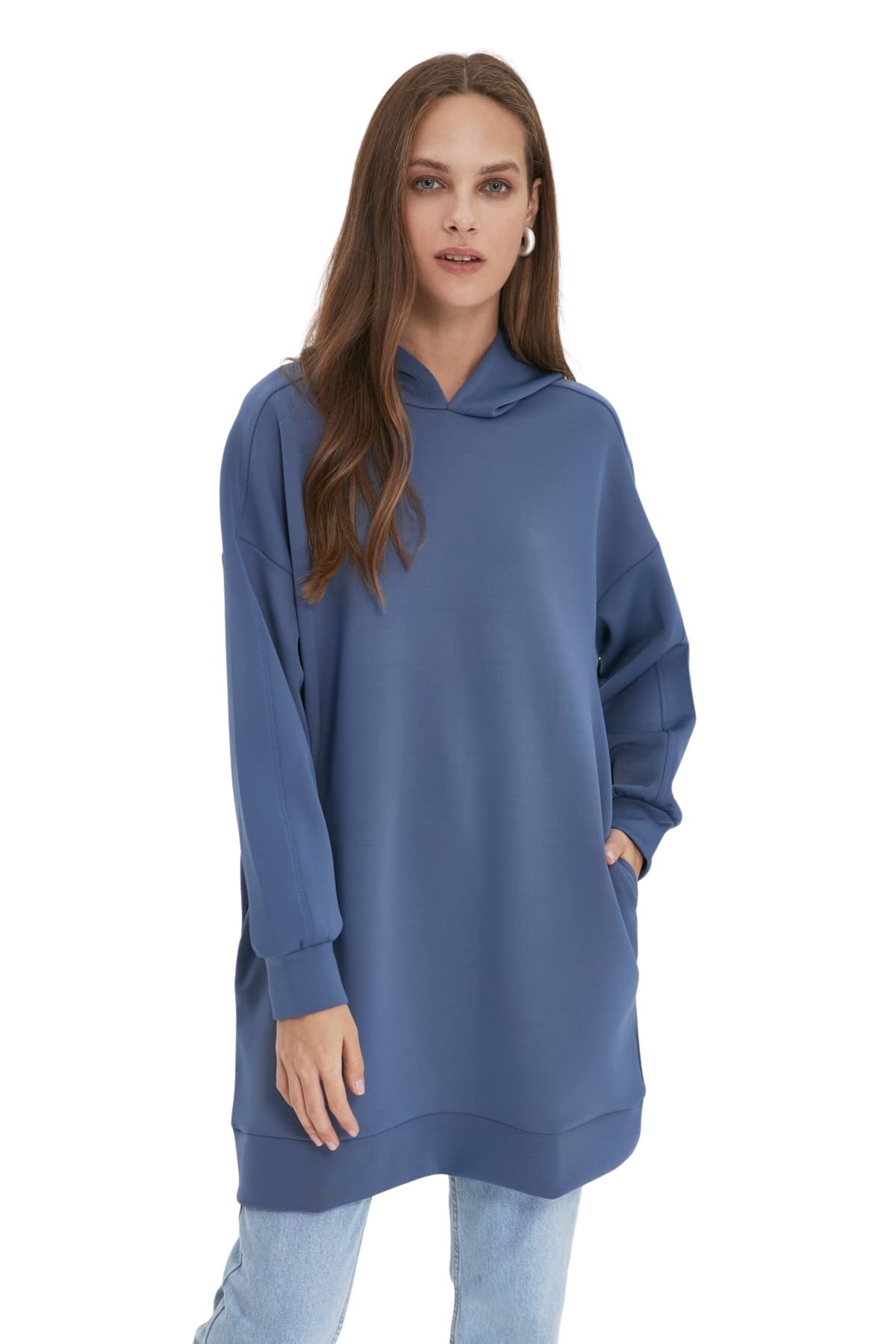 Trendyol Sudadera Con Hiyab - Moda Islámica Azul Marino Mujer Mediano