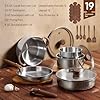 CAROTE 19pcs Stainless Steel Cookware Set with Detachable Handle, Pots and Pans Set, Induction Kitchen Cooking Sets, RV/Camping Cookware, Removable Handle, Oven Safe, Woodgrain #1