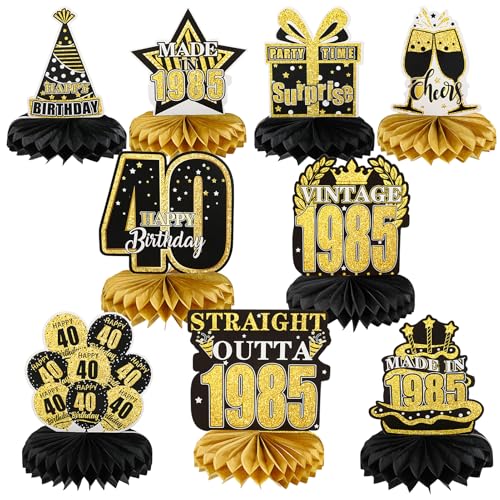 40. Geburtstag Deko-Set In Schwarz-Rosegold - Mit Luftballons, Banner, Wimpelkette & Cake Topper