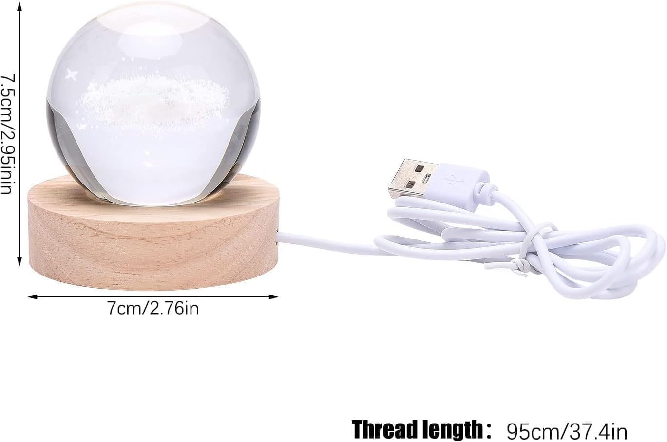 KEXES 3D Moon Crystal Ball Night Lamp - Creative Engraved LED Light With USB and Wooden Base for Home Office Decoration, Birthday Gift (ASTONAUT) 3