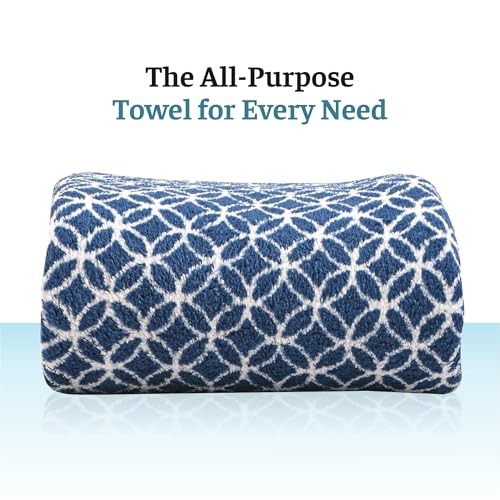 Image of Kuber Industries Combo of 4 Microfiber 19x38 Inch Soft Towels and Wash Basin Napkin for Bathroom and Kitchen | 280 GSM Quick-Dry & Absorbent Hand Towel for Everyday Use | Circle - Blue