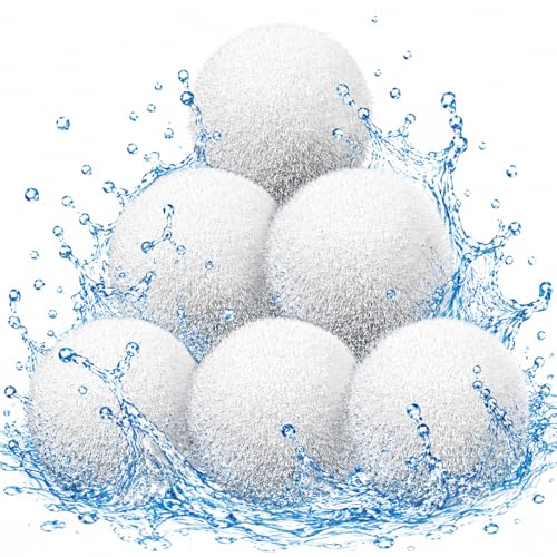 Matwsec 6 Pack Scum Balls for Spas Hot Tub and Pool 3 Inch Hot Tub Scum Absorber Reusable Pool Filter Balls White Washable Hot Tub Oil Scum Absorber Hot Tub Accessories