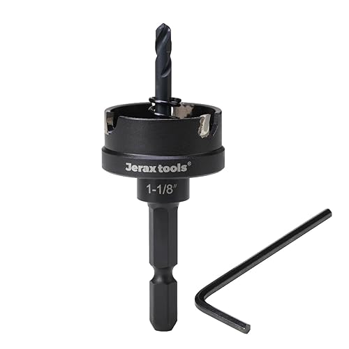 Jerax tools Cortador de agujeros con punta de carburo de tungsteno, sierra de agujero TCT de 1-18 pulgadas con profundidad de agujero de 0.197 in