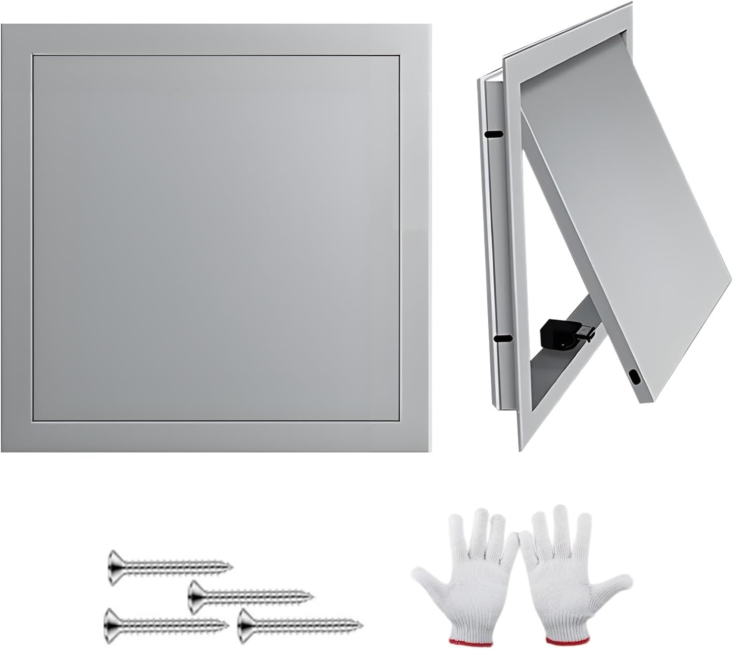 Wall Ceiling Attic Access Door Access Panel for Drywall Aluminum Alloy Wall Hole Cover Plate Push to Open Paintable Service Door for Plumbing Bathroom Services(Gray,9x17in/22.9x43.2cm)