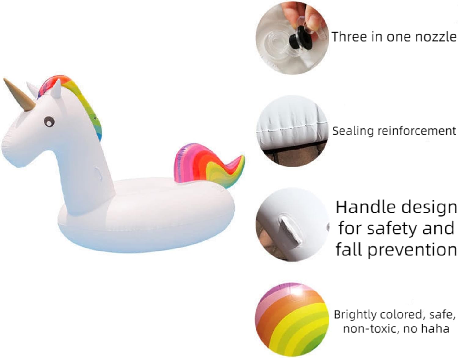 Net Red Unicorn Swim Ring Adult Children Water Amusement Facilities Inflatable and Thickened Floating Bed Pads