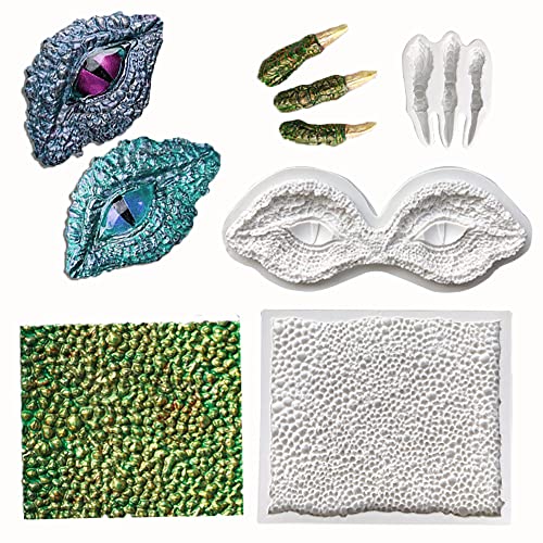 Guratapa 3pcs Dragon Themed Dragon Eyes Dinosaur Claws Skin Silicone Molds for DIY Fondant Candy Making Tools Chocolate Mold Gum Clay Biscuit Plaster Resin Cupcake Topper Cake Border Decor Moulds
