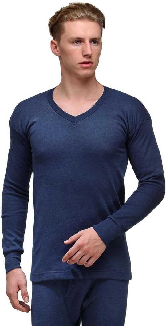 AIVIRA 2 Mens Winter Thermal TOP Warm V Neck Neck Inner Brown Navy (Size - XL) Style 1 2