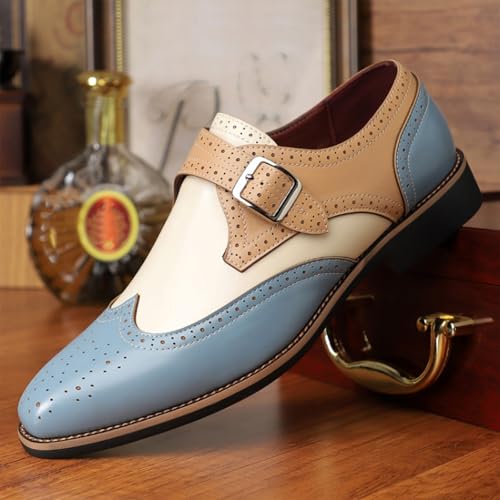 Men's Wingtip Monk Strap Oxfords Colorblock Carving Floral Comfort Derby Dress Shoes Tuxedo Brogues Casual Shoes4