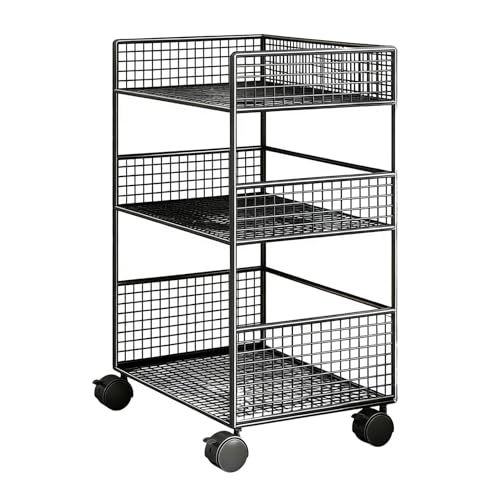 Carro de almacenamiento móvil, carro de metal de 3 niveles multifuncional con ruedas, almacenamiento rodante, para dormitorio, cocina, oficina, universidad, lavandería, artesanía, casa