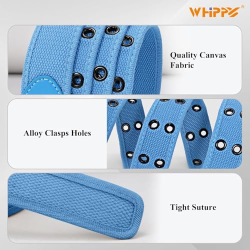 Image of WHIPPY Canvas Double Grommet Belt Unisex Casual Double Prong Belt for Men Women for Jeans Pants
