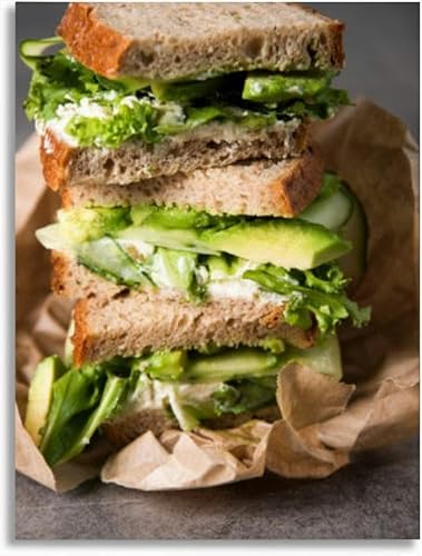 Canvas Wall Art for Bathroom Healthy sandwich green ingredients avocado