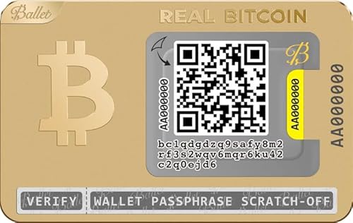 Ballet REAL Bitcoin Cold Storage Wallet Card, 24K Gold-Plated Stainless Steel, No Electronics, No Seed Phrase, No PIN/Password, Easy Setup with iOS/Android App, Offline Crypto Storage, Gift-Ready