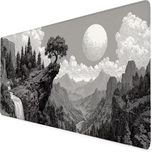 Tapis de souris XXL 800 x 400mm gris grand format antidérapant avec bords surpiqués