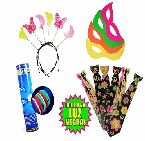 Kit Festa Adereços Neon Balada Brilha Luz Negra 130 Itens