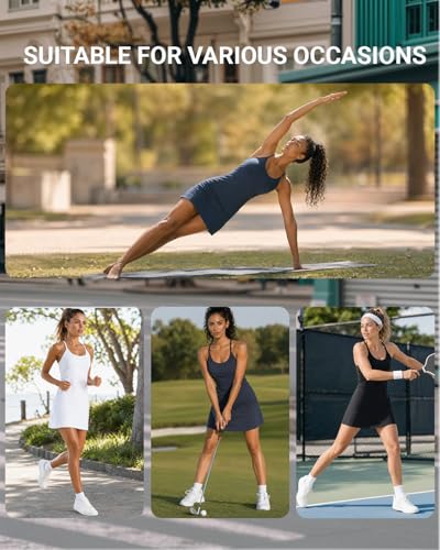 Womens Tennis Dress Athletic Dress with Built-in Shorts Pockets-Golf Workout Adjustable Straps Summer for Women Outfits - image 6