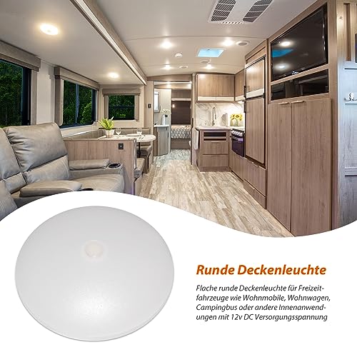 Dream lighting 12v LED Lampe mit Schalter Wohnwagen Deckenleuchte 12volt Leuchte für Auto Wohnmobil Van Innenbeleuchtung 3000K 12cm Rund 2er Set