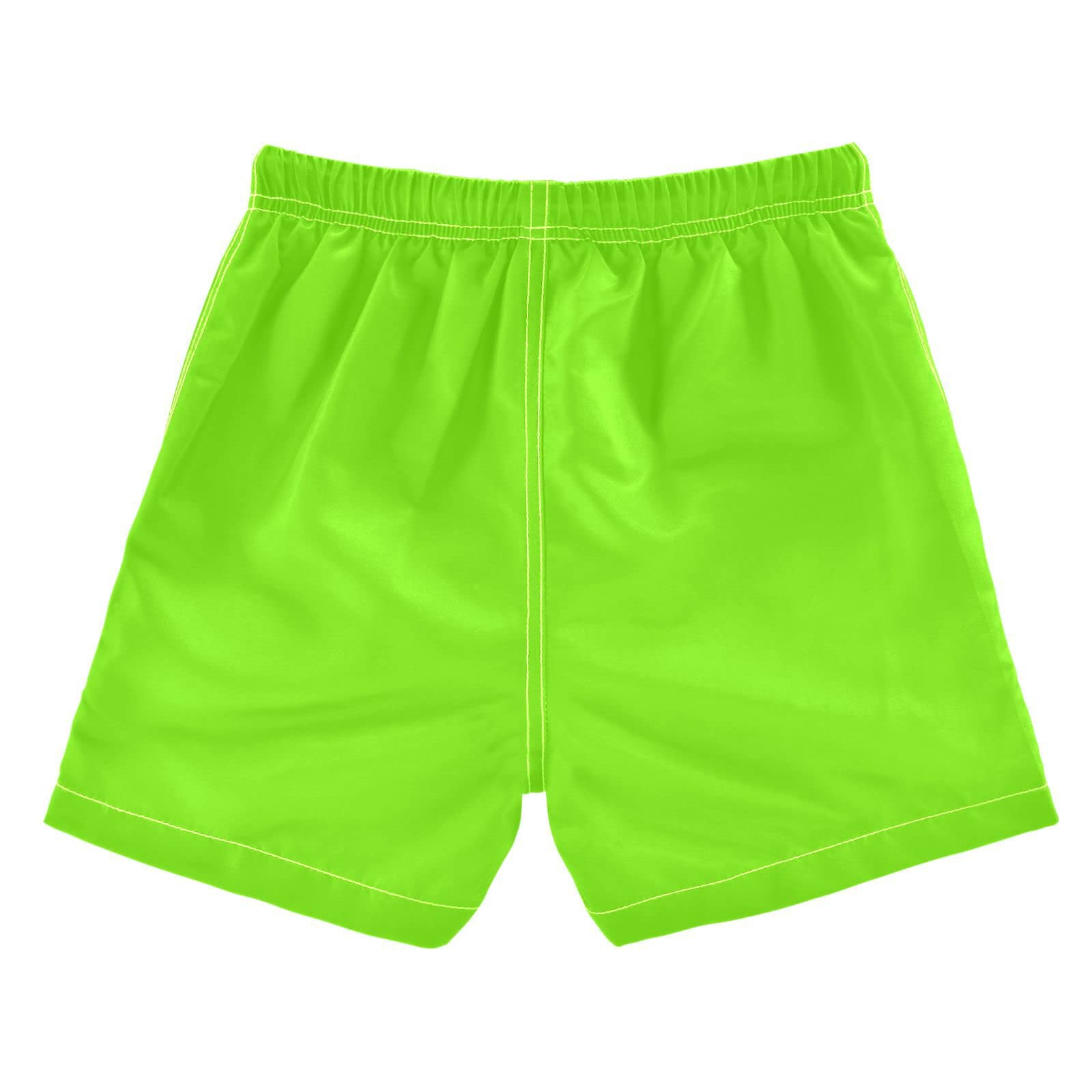 Boys Swim Trunks Summer Drawstring Toddler Swim Board Shorts Quick Dry Little Boy Bathing Suit Beach Hawaii Vacation 4T Fluorescent Green