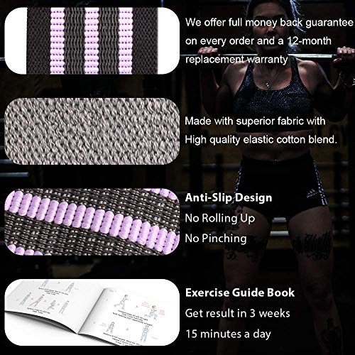 EnriQ Booty Bands Fabric Resistance Bands for Legs and Butt - Non Slip Cloth Hip Bands Elastic Workout Bands - Activate Glutes and Thighs - Made of Premium Elastic Fabric (Black-GP)