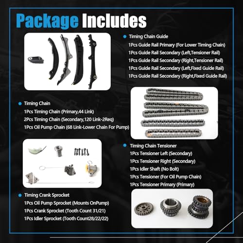 Image of AUCERAMIC 3.6L Engine Timing Chain Kit W /Tensioner for Chrysler Dodge Jeep