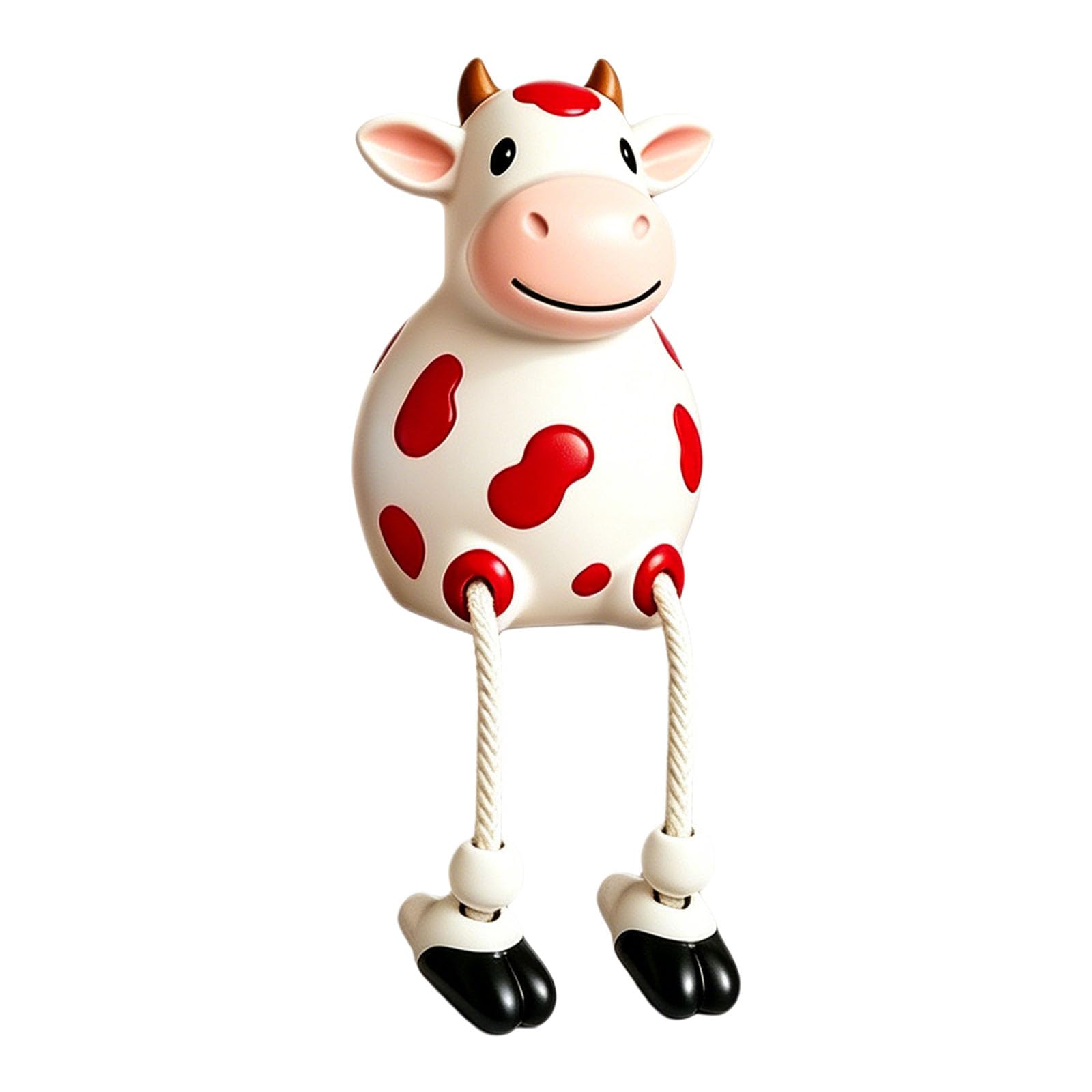 Tabletop Cow Decor Resin Dangling Leg Figurine with Rope Legs and Rounded Glossy Finish for Shelf and Fence Display Cows Shelf Sitter Figurines Cows Statue Cow Sitter Dangling Leg Figurine Resin Fence