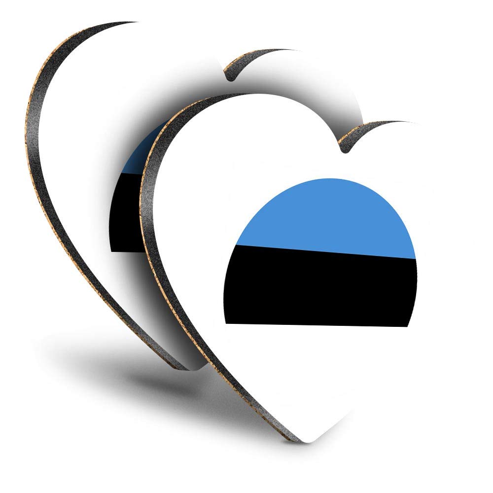 Destination Vinyl ltd Great Coasters (Set of 2) Heart - Estonia Europe Tallinn Flag Drink Glossy Coasters/Tabletop Protection for Any Table Type #9109