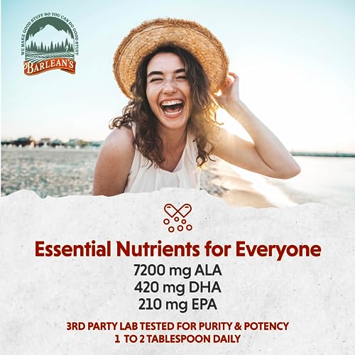 Barlean's Vegan Omega Liquid Flax And Algae Oil Plant Based Epa Dha Supplement From Algal Oil And Organic Flaxseed, Omegas 3 6 And 9 Fatty Acid Supplements, 16 Ounces #TOP4