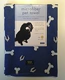 Aquis Aquis Doggie Dryer 29 by 55-Inch Microfiber Pet Towel, X-Large, Blue with White Bones